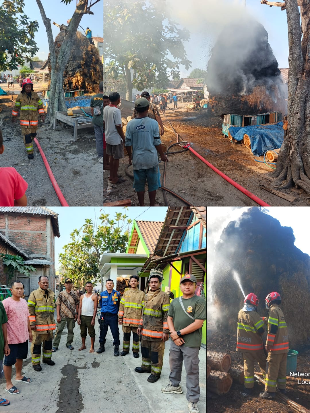 Kecamatan Kasiman Bersama Damkarmat Padamkan Kebakaran Tumpukan Jerami di Desa Sambeng